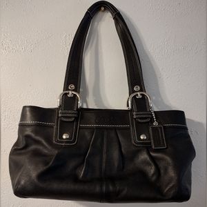 Coach Soho F13732 Black Pleated Leather Satchel Handbag Shoulder Bag Tote Purse